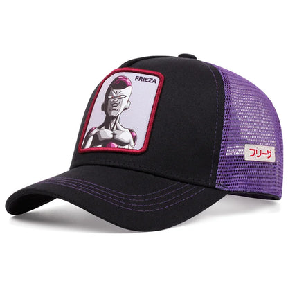 Casquette Dragon Ball Son Goku pour l'été : casquette de voyage à visière, pour homme, brodée, style hip-hop, visière pare-soleil, casquette trucker ajustable en maille