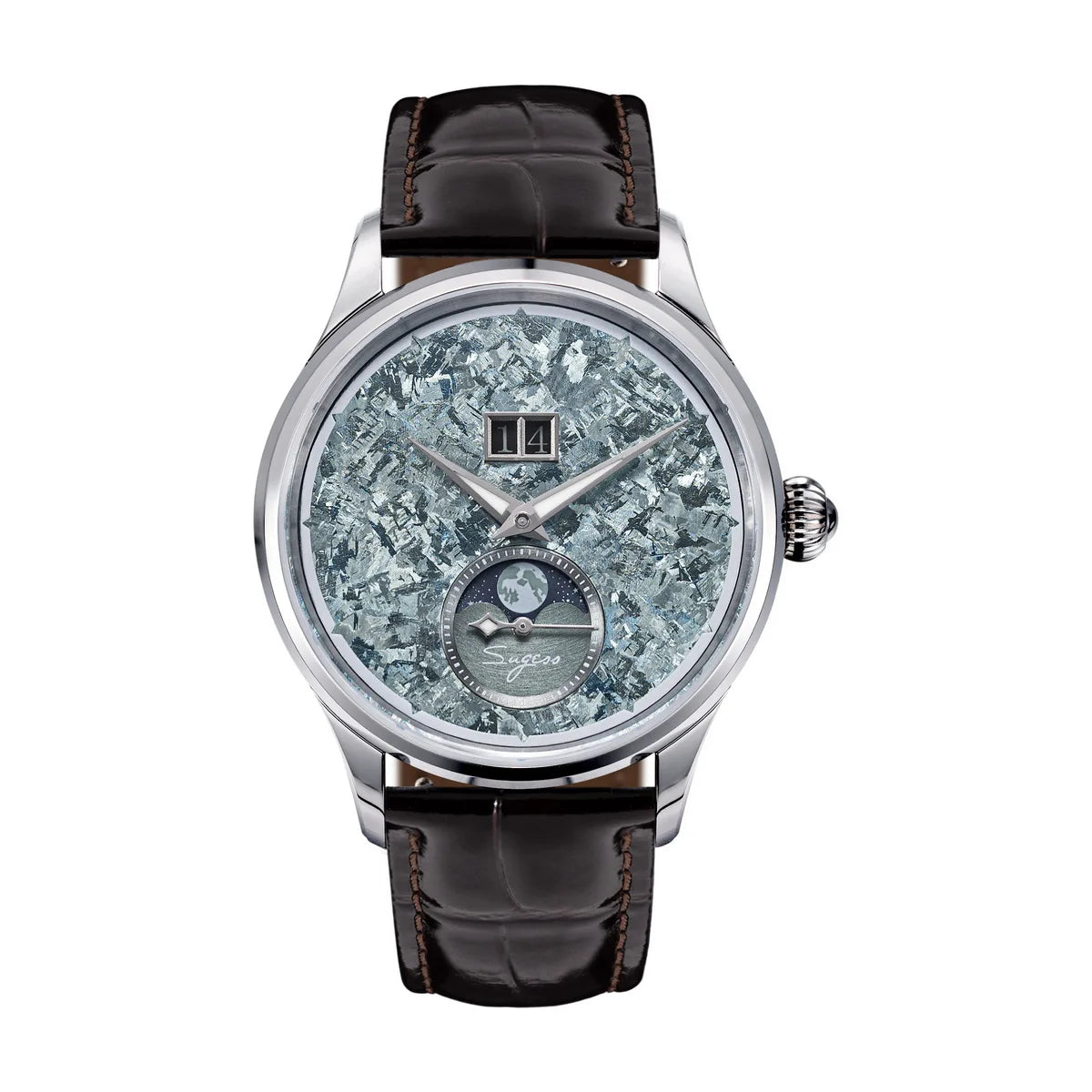 Sugess Watch of Men Moonphase ST2528 Movement Automatic Mechanical Wristwatches Waterproof Sapphire Crystal Titanium Dial S401