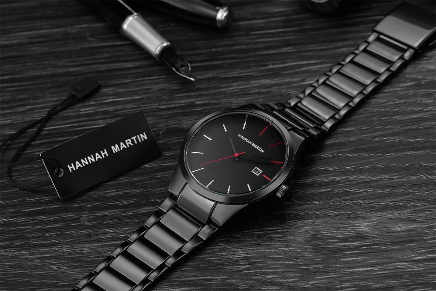 Zegarek męski Hannah Martin, koperta ze stali nierdzewnej, mechanizm kwarcowy, tarcza o średnicy 41 mm, styl biznesowy, z funkcją kalendarza (imitacja)