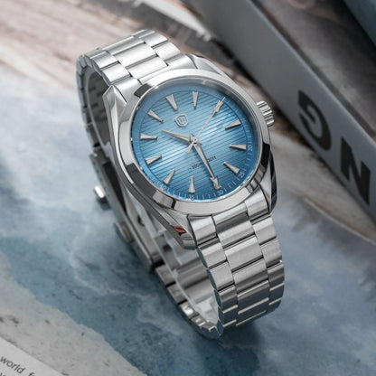 Hodinky Watchdives WD0006, stroj VH31 s plynulým chodem sekundové ručky, vypouklé safírové sklo, luminiscenční povlak BGW9, vodotěsnost 10 barů, 38 mm, vintage styl