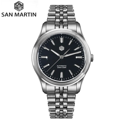 San Martin 39mm Miyota 90S5 Enamel Dial GADA Wristwatch Automatic Mechanical Sapphire BGW-X1 10Bar 5-Link Bracelet  SN0144CG-7