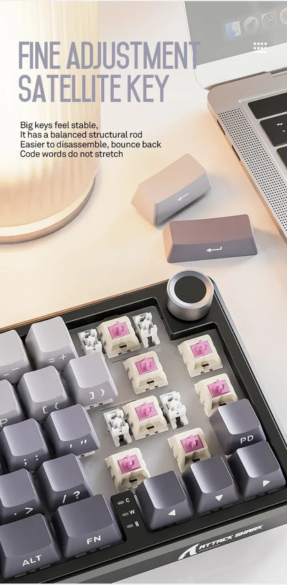 Attack Shark X66 Wireless Mechanical Keyboard 65% Compact Layout RGB Backlight Gasket Hot Swap Bluetooth USB-C PBT Large battery