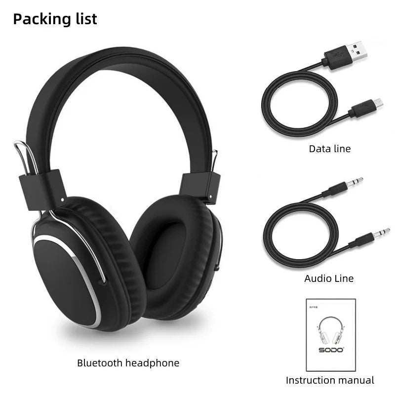 SODO SD-1004 Wireless Headphones Foldable Bluetooth 5.3 HIFI Stereo Headset 40mm Driver Over Ear Headphone with Mic Support TF
