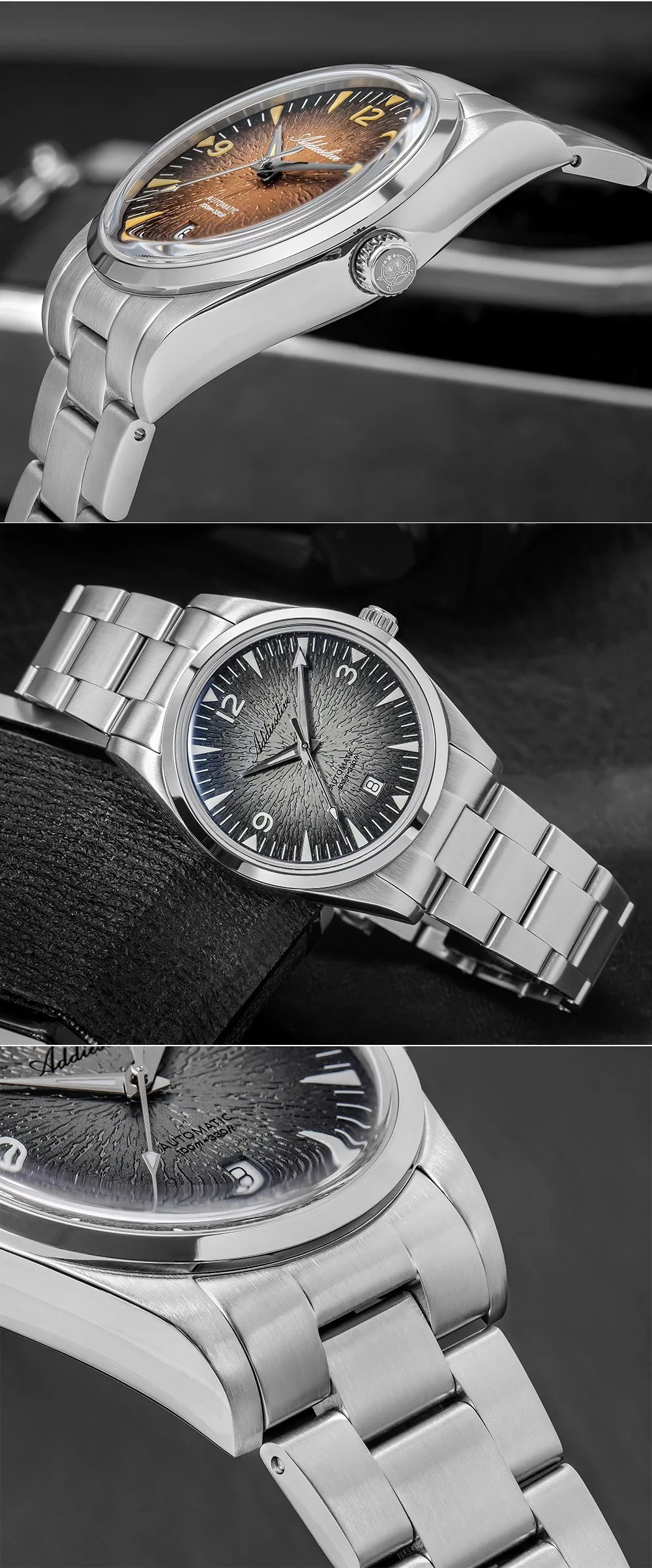 Reloj de buceo para hombre ADDIESDIVE AD2508, luminoso, resistente al agua 100M, acero inoxidable 316L, movimiento 8215, reloj mecánico automático