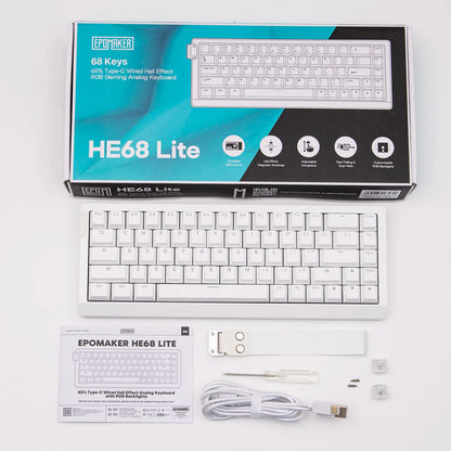EPOMAKER HE68 Lite 65% ANSI US Layout Tray-Mounted Wired Hall Effect Magnetic Mechanical Keyboard DKS SOCD RGB Backlight