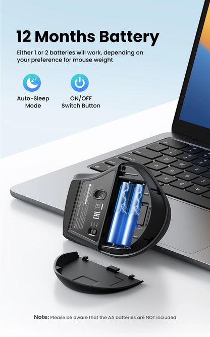 UGREEN Wireless Mouse Bluetooth 5.4 Ergonomic 5000 DPI Rechargeable Wireless Mouse with Hyper-Fast Scroll for MacBook, Laptop, PC & Tablet