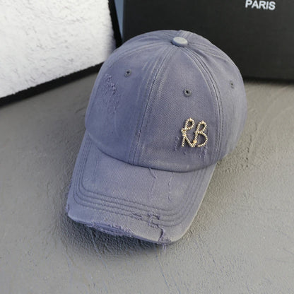 2025 New Korean Luxury Baseball Cap Design Sun Hat American Youth Personalized Water Washed Punched Fashion Baseball Hat Trend