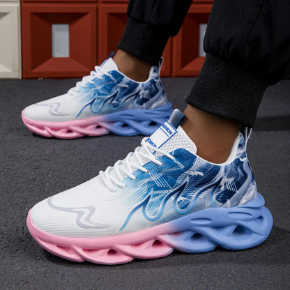 Couple Running Shoes Men Women Lightweight Mesh Breathable Comfortable Flat Soft Tennis Shoes Summer Lace-up Sneakers Man