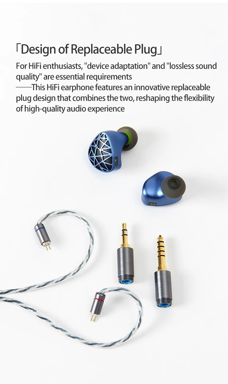 Sound Rhyme SR10 In-Ear HiFi Earphones 2DD+4BA+4PB High Quality Hifi Coil Iron 0.78mm 2Pin 2.5+3.5+4.4mm Plug Music Earphone