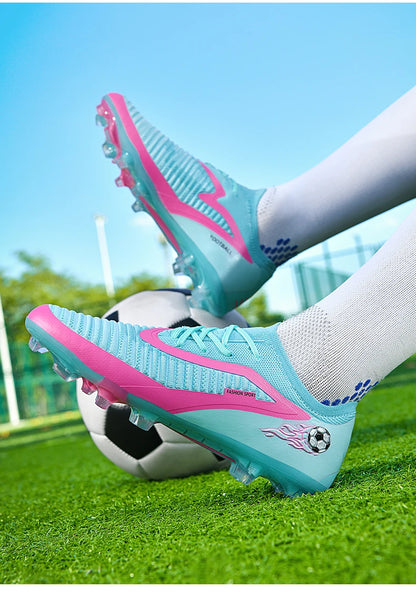 Nouvelles chaussures de football pour hommes, crampons de sport d'extérieur, antidérapantes, à longues pointes, respirantes et confortables pour l'entraînement et les matchs.
