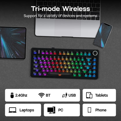 EPOMAKER x AULA F75 Ultra VIA Programmable 75% ANSI US QWERTY Layout Gasket Wired/Bluetooth/2.4Ghz Wireless Mechanical Keyboard