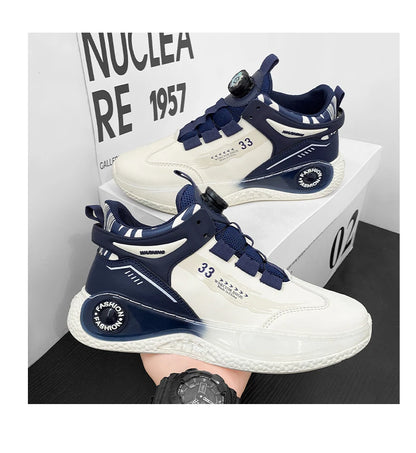 Herren-Sneaker mit drehbarer Schnalle – bequeme, rutschfeste Schnürschuhe für Outdoor-Aktivitäten