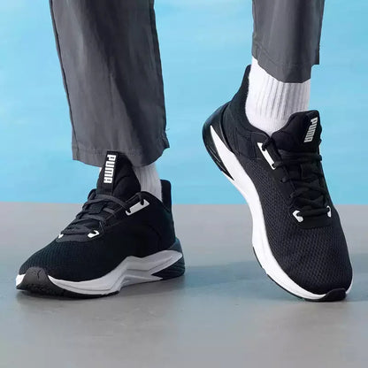 PUMA Sneakers de course respirantes en mesh léger avec grand logo noir et blanc 311095-01