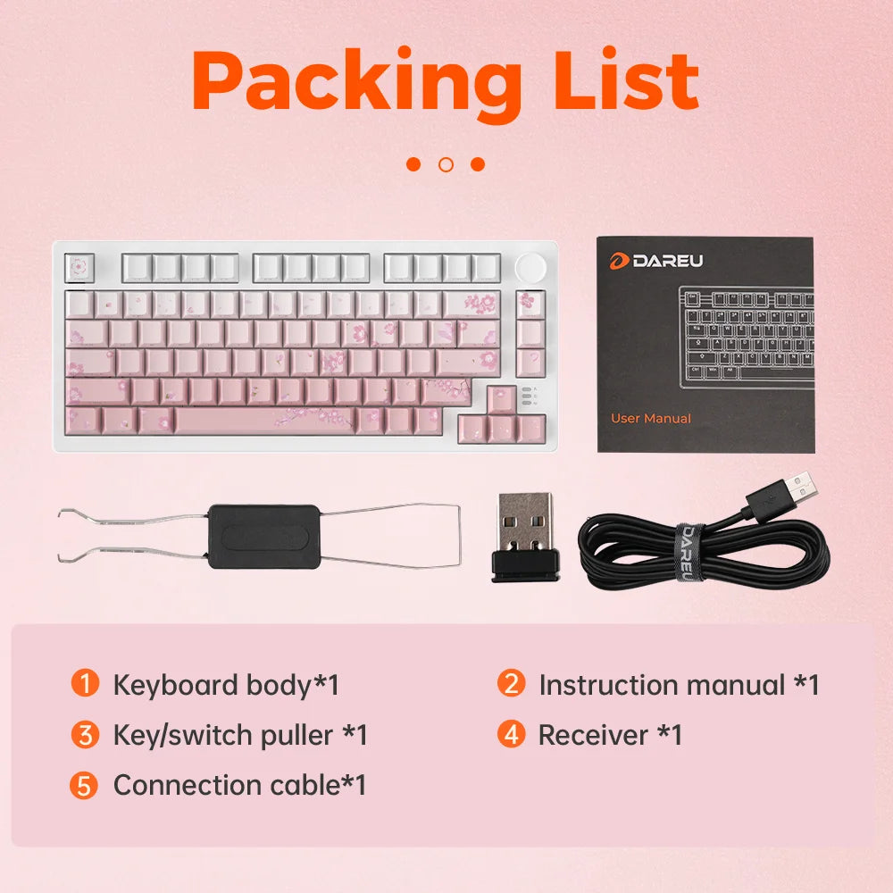 DAREU Tri-mode Gasket Mechanical Keyboard N-Key Rollover Anti-ghosting RGB Backlight Dream switch with Multi Media Button