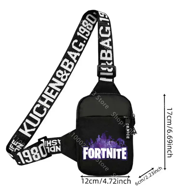 Lekka, sportowo-casualowa torba na ramię dla dorosłych Fortnites, mini torba na telefon z nadrukiem postaci z gry, męska torba crossbody na klatkę piersiową, prezent