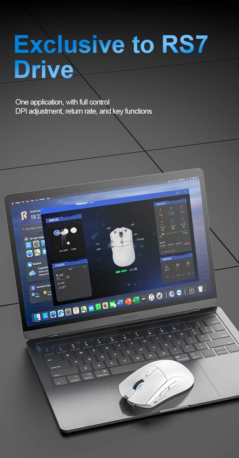 Bezprzewodowa mysz gamingowa SMAILWOLF RS7 Bluetooth, trzy tryby, PAW3311, makra, do laptopa, gier i biura