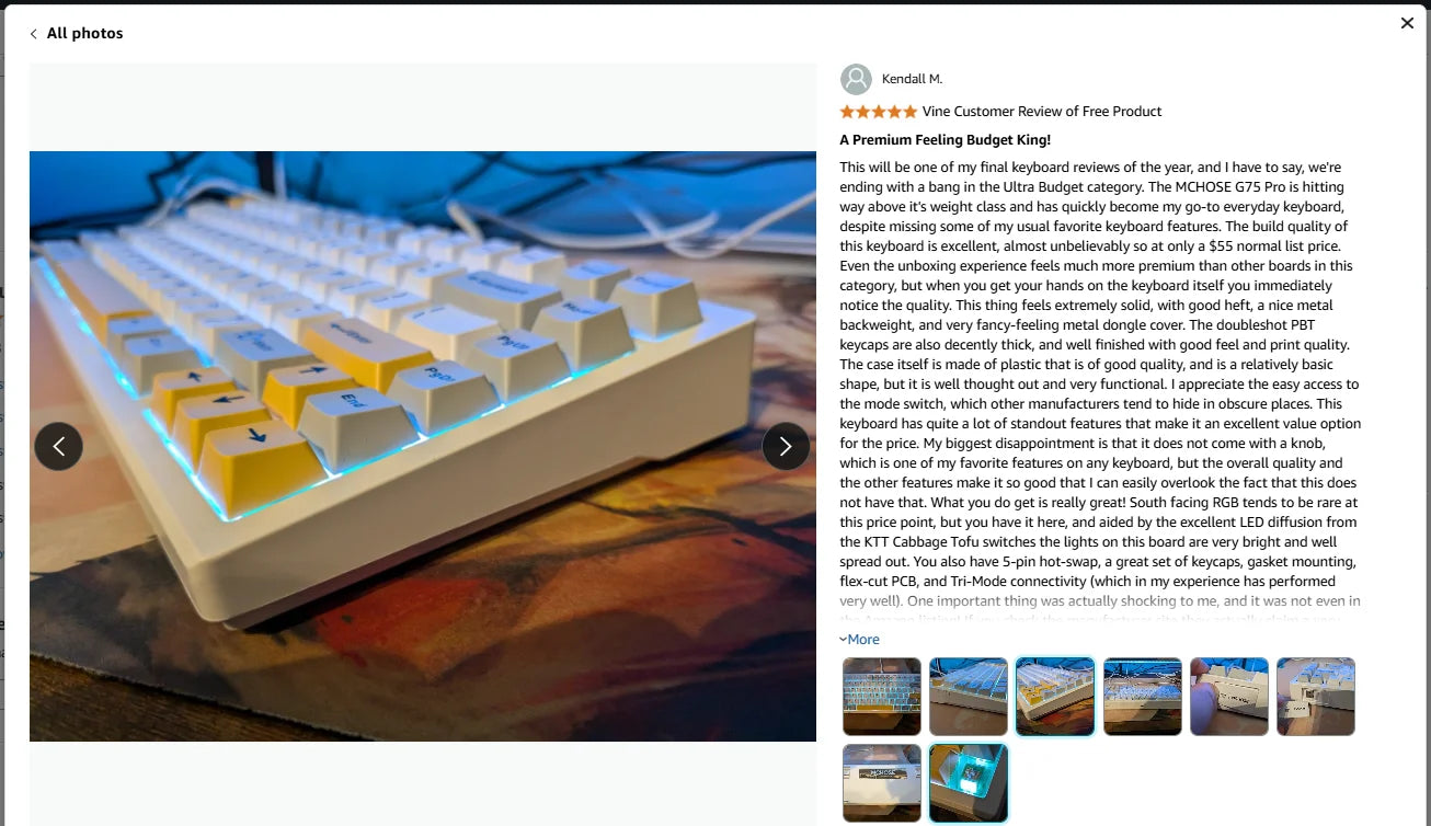 MCHOSE G75 Pro Wireless Mechanical Keyboard 75% Layout Gasket Mounted 5 Layers Dampening RGB Backlit Tri-Mode Hot Swappable