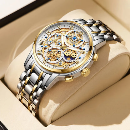LIGE 2024 New Fashion Gold Women Watch Top Brand Luxury Waterproof Watches for Women Sport Quartz Chronograph Relogio Feminino
