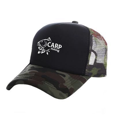 „Carp Fish“ vyriškos „Trucker“ kepurės, juokingos žvejybos motyvais, beisbolo kepurės, vėsios vasarinės unisex kepurės iš tinklelio MZ-169