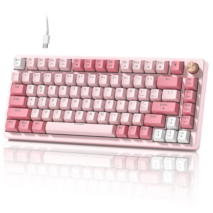 Womier VK75 Wired Mechanical Keyboard Retro Pink Custom Hot-swappable Keyboard for PC Computer Laptop