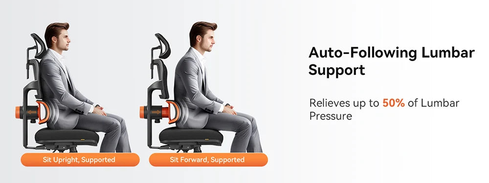 NEWTRAL NT001 Ergonomic Office Chair with Auto-Following Lumbar Support, Adjustable Headrest, 3D Armrest, Reclining Executive Desk Chair