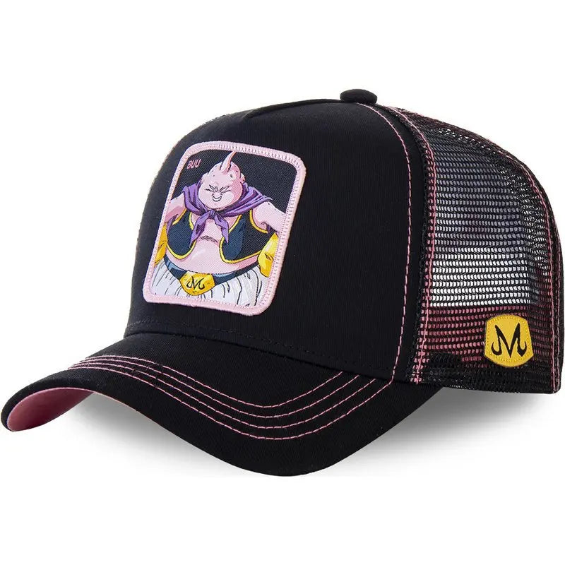 Casquette Dragon Ball Son Goku pour l'été : casquette de voyage à visière, pour homme, brodée, style hip-hop, visière pare-soleil, casquette trucker ajustable en maille