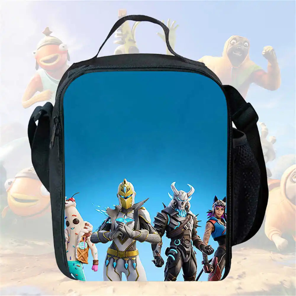 Lunch-Taschen für Kinder, Cartoon-Fortnite-Schul- und Picknicktaschen für Mädchen und Jungen, isolierte Kühltaschen für Kinder, tragbar und leicht