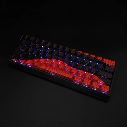 Contour Black and Red Side Engraved Translucent Keycaps PBT 128 Key Cherry Keycaps Suitable for Wooting Mechanical Keyboards