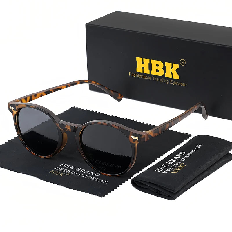 HBK Fashion Polarized Sunglasses Men Round TR90 Frame Fashion Sun Glasses Women Driving Sports UV400 Lunette De Soleil Homme
