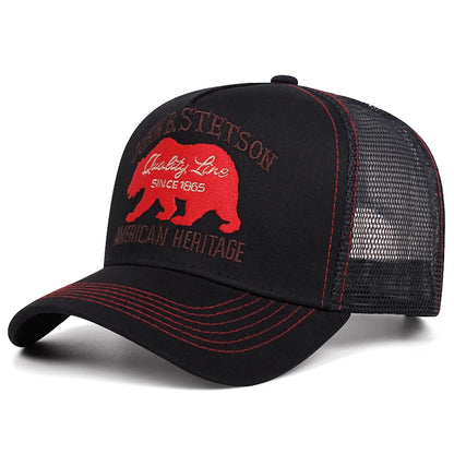 2025 Creative New Baseball Hat STETSON Red Bear Truck Hat Outdoor Sports Sunshade Hat Street Hip Hop Hat Daily Commuter Net Hat