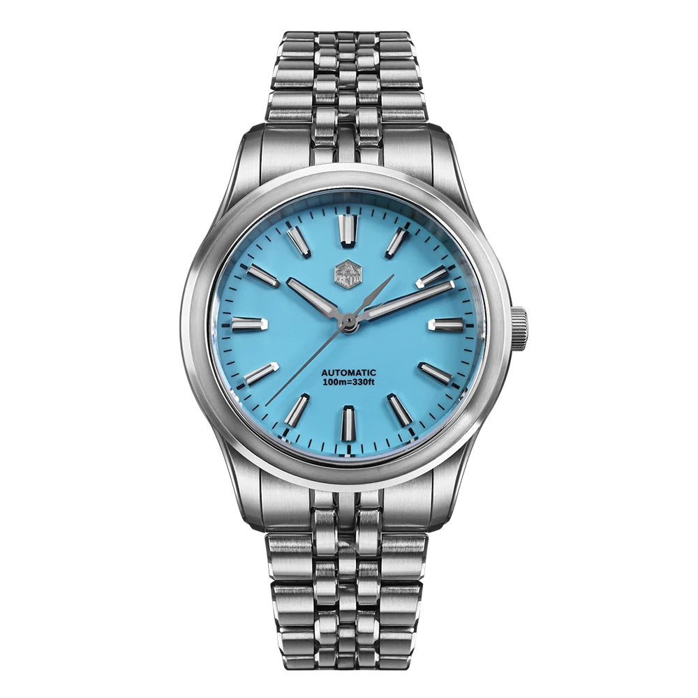 San Martin 39mm Miyota 90S5 Enamel Dial GADA Wristwatch Automatic Mechanical Sapphire BGW-X1 10Bar 5-Link Bracelet  SN0144CG-7