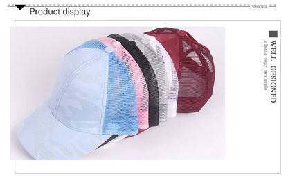2023 Women Summer Ponytail Baseball Cap Cotton Camouflage Print Mesh Hat Adjustable Sports Golf Hat Girl Outdoor Casual Sun Hat