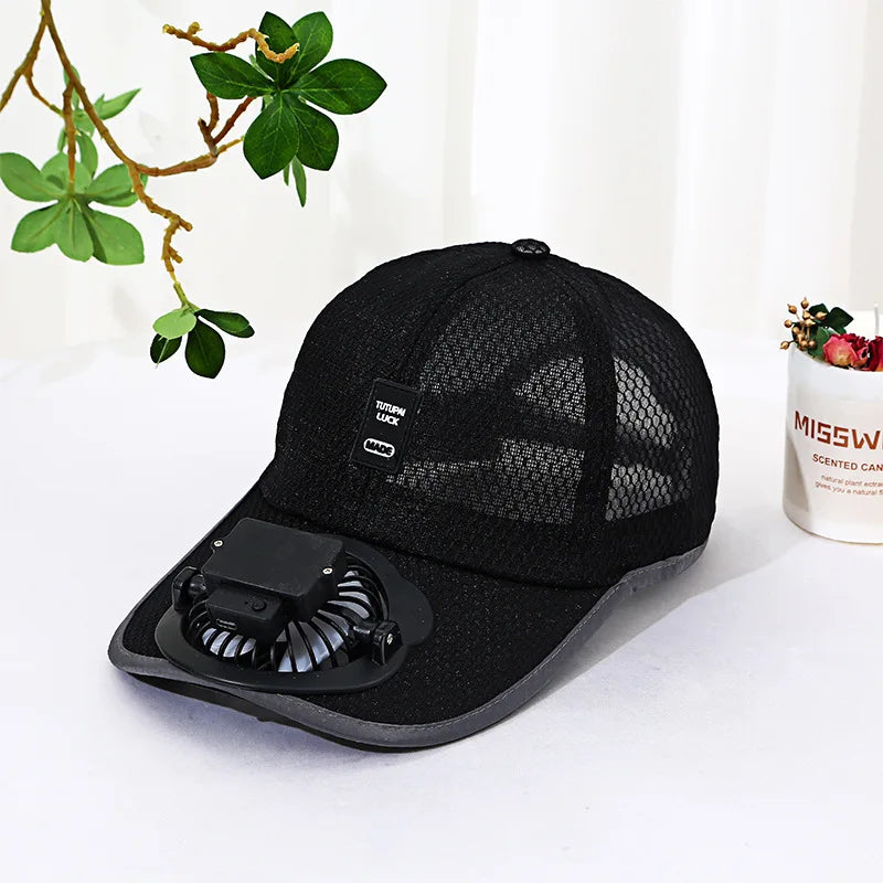 Rechargeable Fan Baseball Net Hat Sun Protection Duck Tongue Breathable Net Hat For Couples Outdoor Travel Men Women mz129