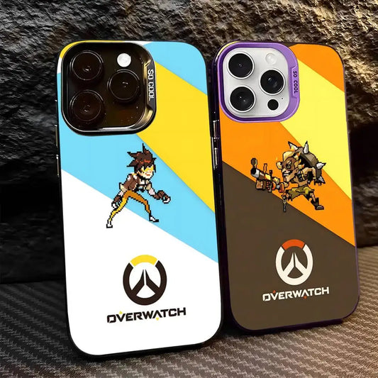 Husă de telefon Game O-Overwatch în stil pixel pentru iPhone 17 16 15 14 13 12 11 Pro MAX, mată, rezistentă la șocuri, capac spate anti-cădere mat