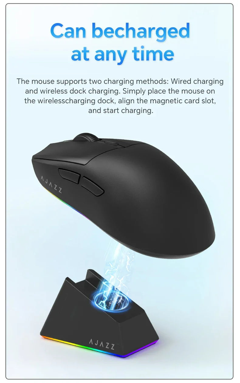 Bezdrátová herní myš AJAZZ AJ139 V2 MC/AJ139 PRO se senzorem PAW3311/PAW3395, 12000DPI/26000DPI, 500mAh, Bluetooth myš pro PC