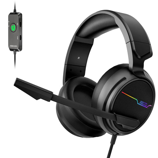 Jeecoo-Casque de jeu USB V20U, écouteurs à son surround, micro antibruit, coussinets d'oreille en mousse à mémoire de forme pour ordinateur portable