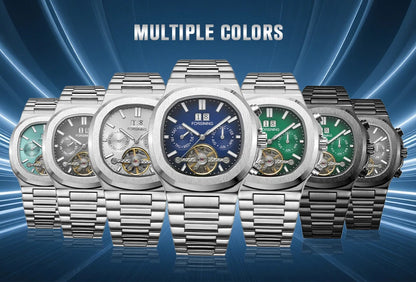 Forsining 481 Man New Tourbillon  Brands Watch Week Date Automatic Movement Mechanical Watches Stainless Steel Waterproof Clock