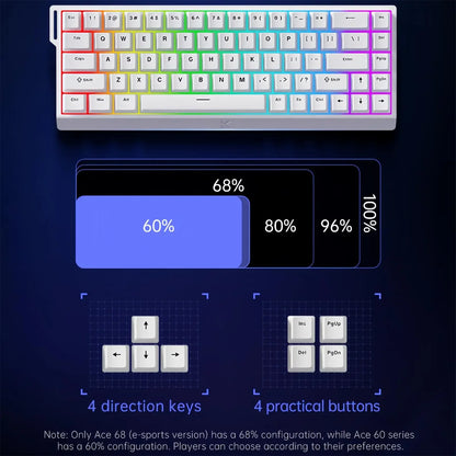 MCHOSE ACE 68 Magnetic Switch Gaming Keyboard Hall Effect Rapid Trigger Programmable RGB 8K Hz DKS/MT/TGL/RS/SOCD Keyboard