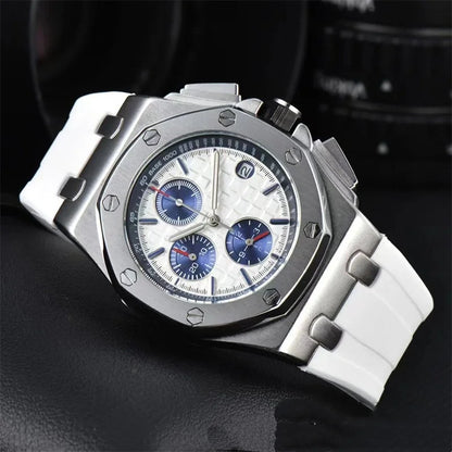 Men's Chronograph Sport Watch Date Display Luxury Chronograph Wristwatch Sport & Business Casual Watch with Rubber Strap
