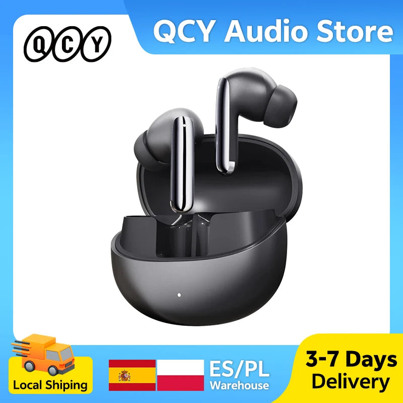 QCY MeloBuds Pro Adaptive Hybrid Active Noise Cancelling Wireless Earbuds – 46dB ANC, Bluetooth 5.3, LDAC Hi-Res Audio, 34H Playtime