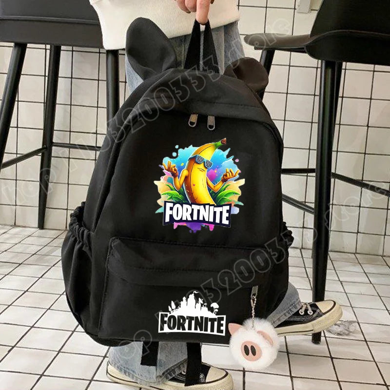 Neuer Fortnite-Cartoon-Rucksack für Jungen und Mädchen, lässige Schultasche mit großem Fassungsvermögen, Studententasche mit Hasenohren, Reiserucksack, Schreibwaren-Geschenk