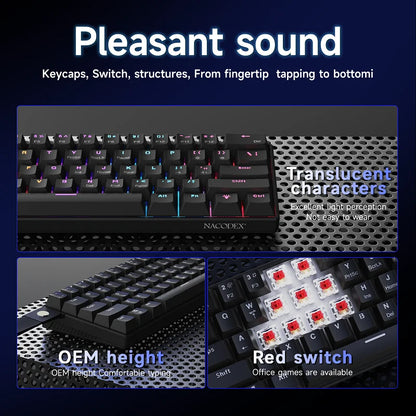 Ajazz NK61 Wired Mechanical Keyboard 60% Mixed Color RGB Hot-Swap 61 Keys Gaming Keyboard Rad Switch for Esports Gamers