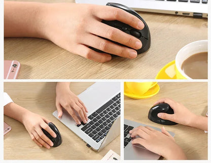 YANFU BNKJ5 Left Hand Wireless Ergonomic Mouse, 2.4G Bluetooth Ergonomic Mouse with Adjustable DPI, Silent Optical Office Mouse for Left-Handed Users