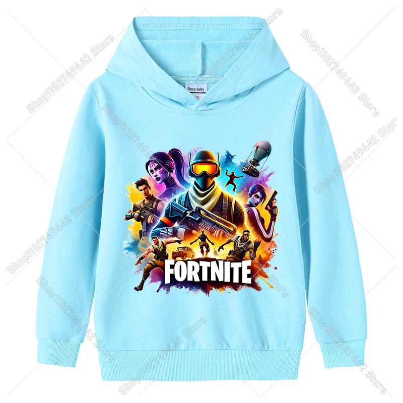 Fortnite-Kinder-Hoodies für den Herbst, Kapuzen-Sweatshirt für Jungen und Mädchen, dünner Trainingsanzug, langärmelige Pullover-Oberteile, Sportbekleidung, Kinderkleidung