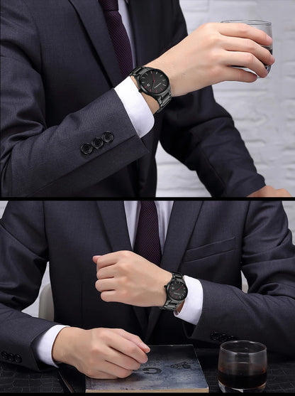 Zegarek męski Hannah Martin, koperta ze stali nierdzewnej, mechanizm kwarcowy, tarcza o średnicy 41 mm, styl biznesowy, z funkcją kalendarza (imitacja)