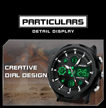 SANDA 9053 G Sports Military Men's Watches Luxury Digital Watch 50M Waterproof Quartz Wristwatch for Male Relogios Masculino