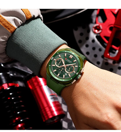 Orologio da uomo CURREN – Nuovo modello di lusso al quarzo, cinturino in silicone, stile sportivo, multifunzione, impermeabile, luminescente, con datario e cronometro.