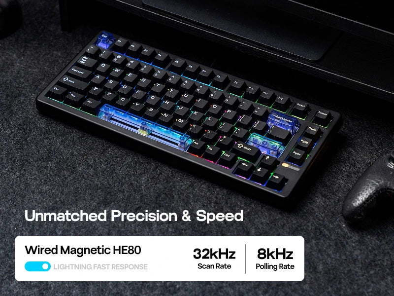 Teclado mecânico magnético EPOMAKER HE80 75% layout US QWERTY Hot-Swap Creamy Gasket com fio Hall Effect DKS SOCD para PC/Mac