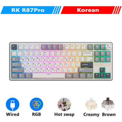 RK Royal Kludge RK R87Pro Gasket Wired Gamer Keyboard Hot-swappable 88 Keys Mechanical Keyboard 88% RGB Backlit With PBT Keycaps