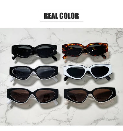 unique black white patchwork cat eye sunglasses for women new fashion small round gradient sun glasses ladies sexy Y2K shades